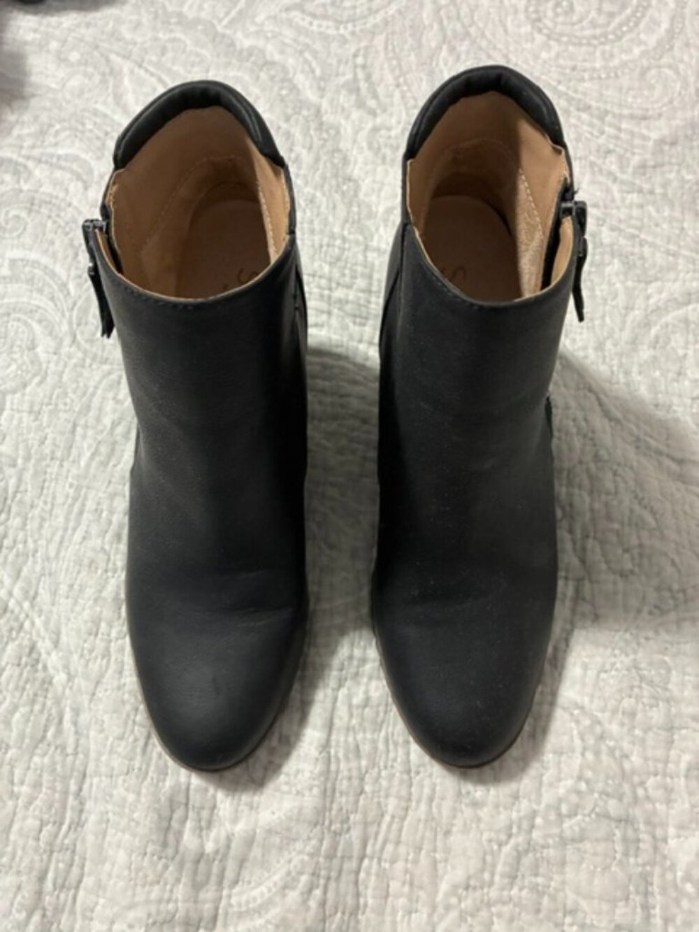 Black Leather Wedge Boots